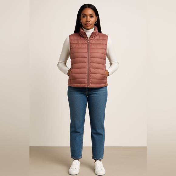 32 Degrees Heat Dusty Rose Puffer Vest (Sleeveless) Size LCropped Quilted Jacket - Picture 1 of 7